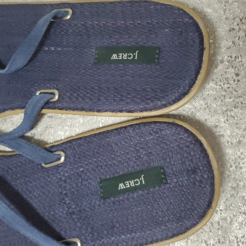J.Crew Rainbow flip flops blue sandals size 12 - Picture 3 of 4